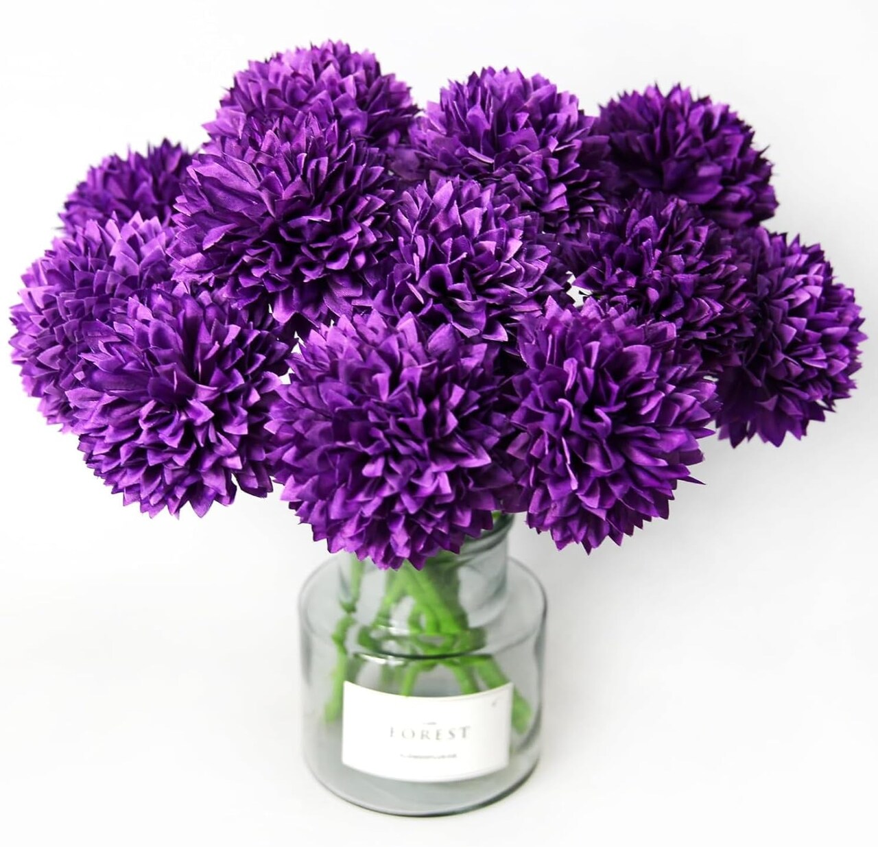 12 Pcs Artificial Flowers Purple Faux Ball Chrysanthemum Bouquet Flowers Wedding Bouquet for Home Garden Party Wedding Decoration
